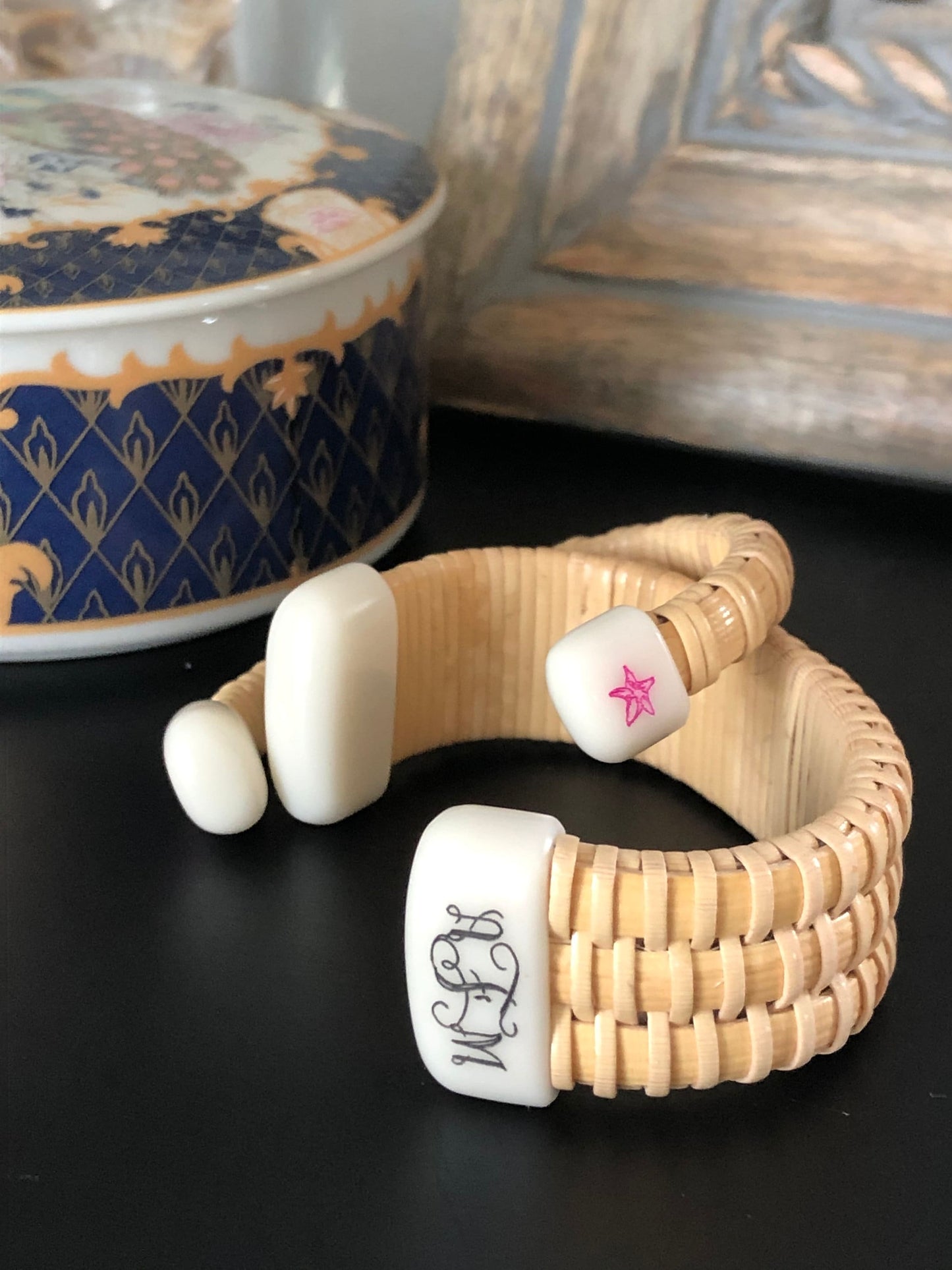 3/4” Corian - Nantucket Lightship Basket Bracelet - Optional Scrimshaw