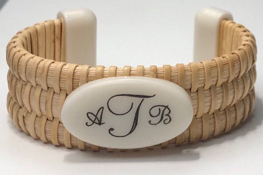 3/4” Custom Nantucket Basket Bracelet with Corian Oval and End Caps