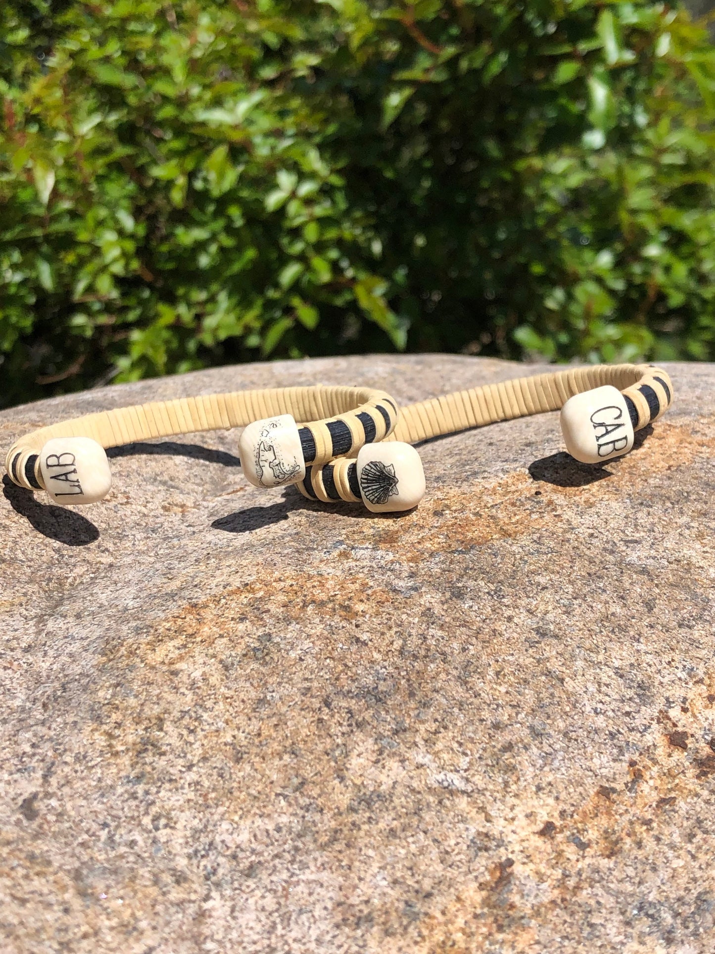 1/4”-Ivory - Nantucket Basket Bracelet with Monogram and Scrimshaw Design