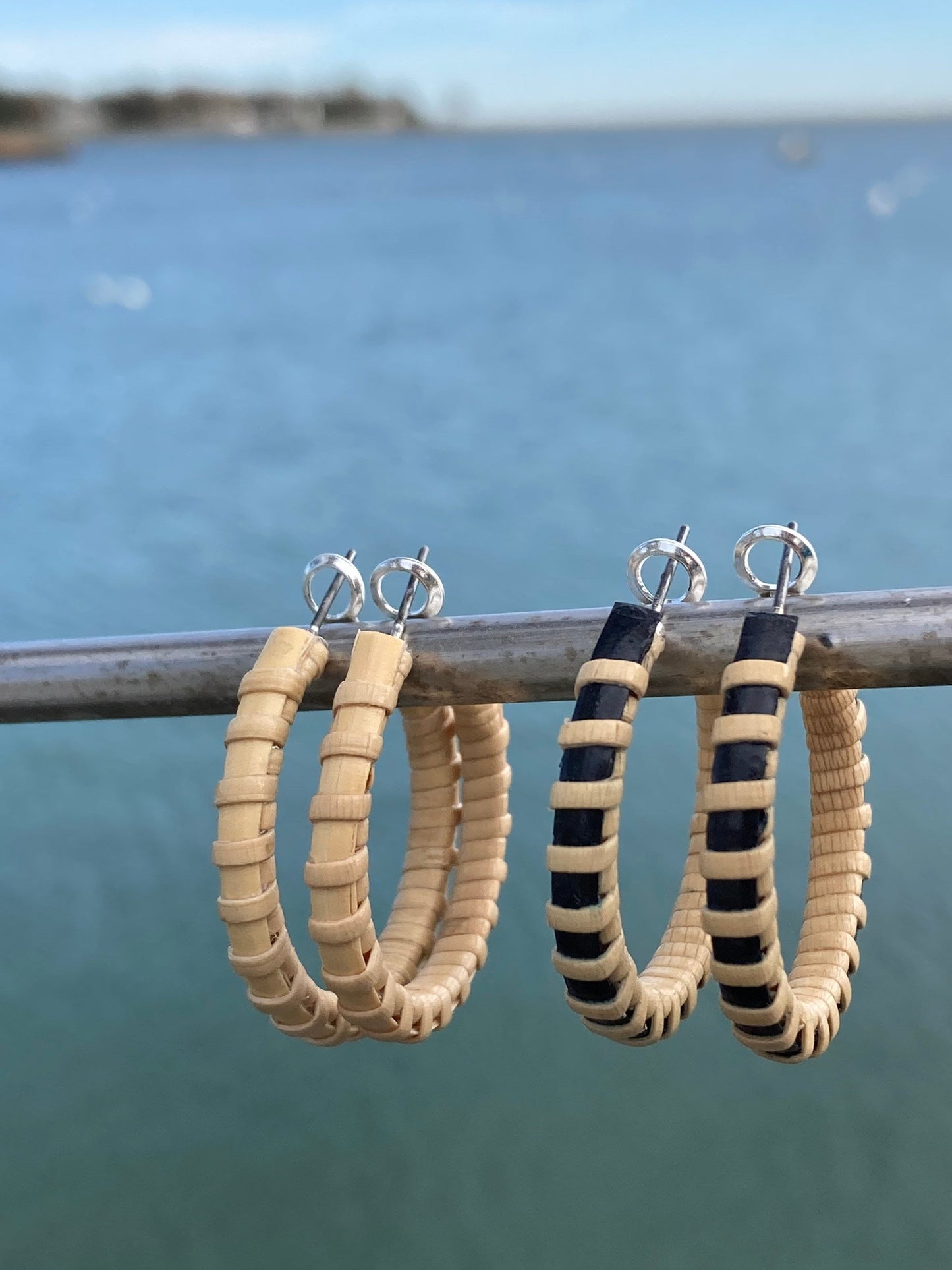 Nantucket Hoop Earrings - Color and Size Options - Nantucket Lightship Basket
