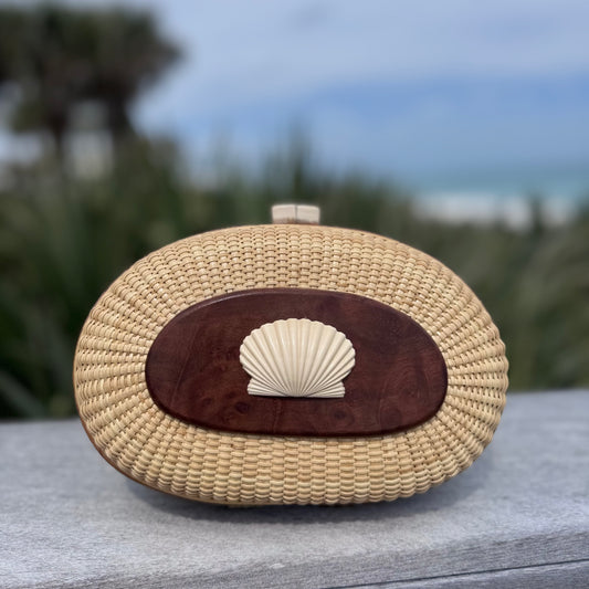 9” Nantucket Lightship Basket Clutch - Cinnamon Burl