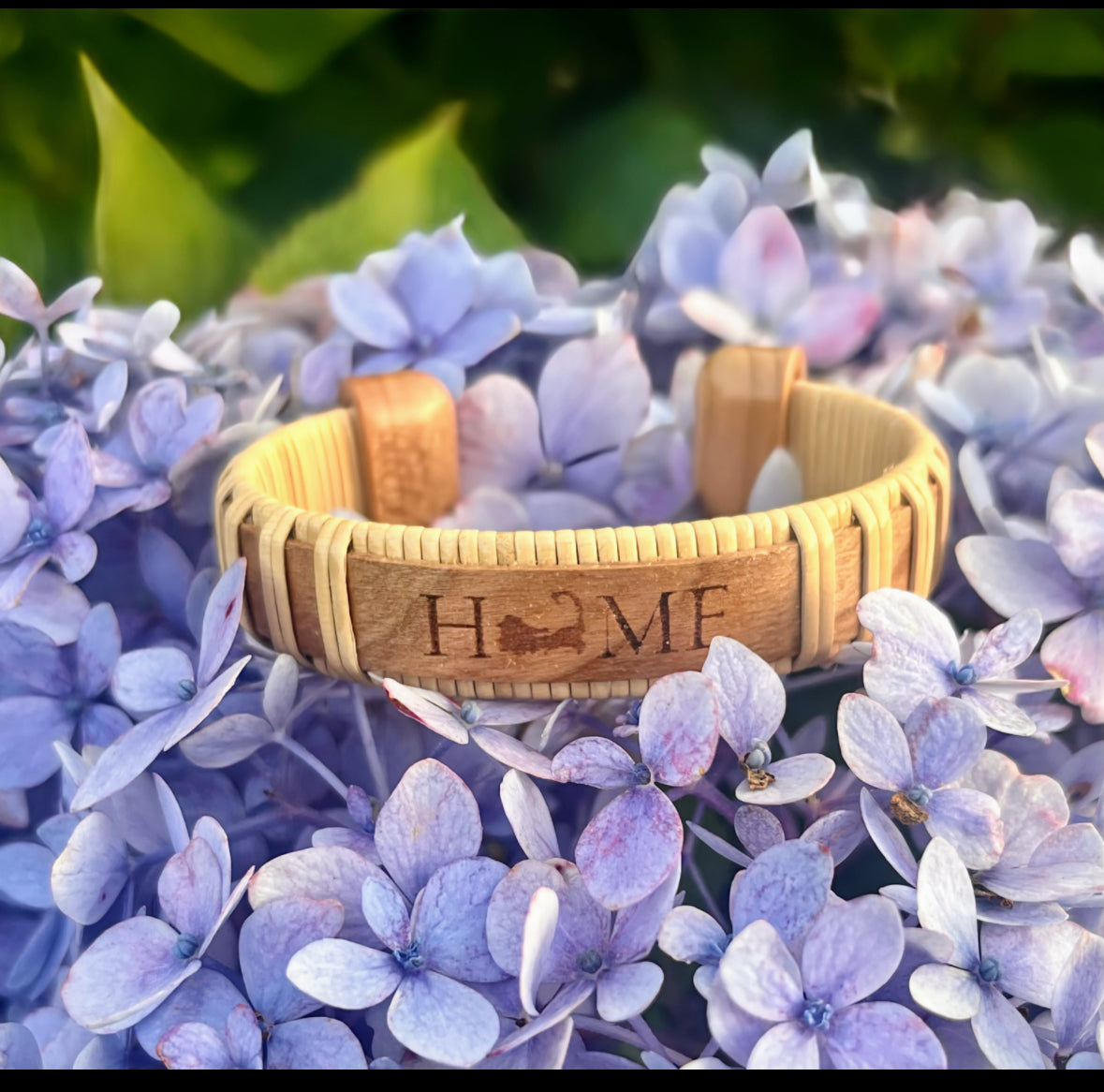 Personalized Laser Engraved - Cherry Wood Overlay and End Caps -Nantucket Lightship Basket