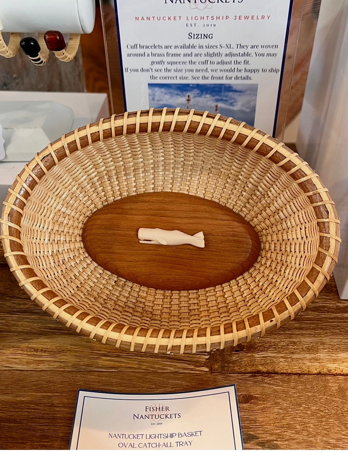 Nantucket Lightship Basket - Oval Catch All Tray with Carving