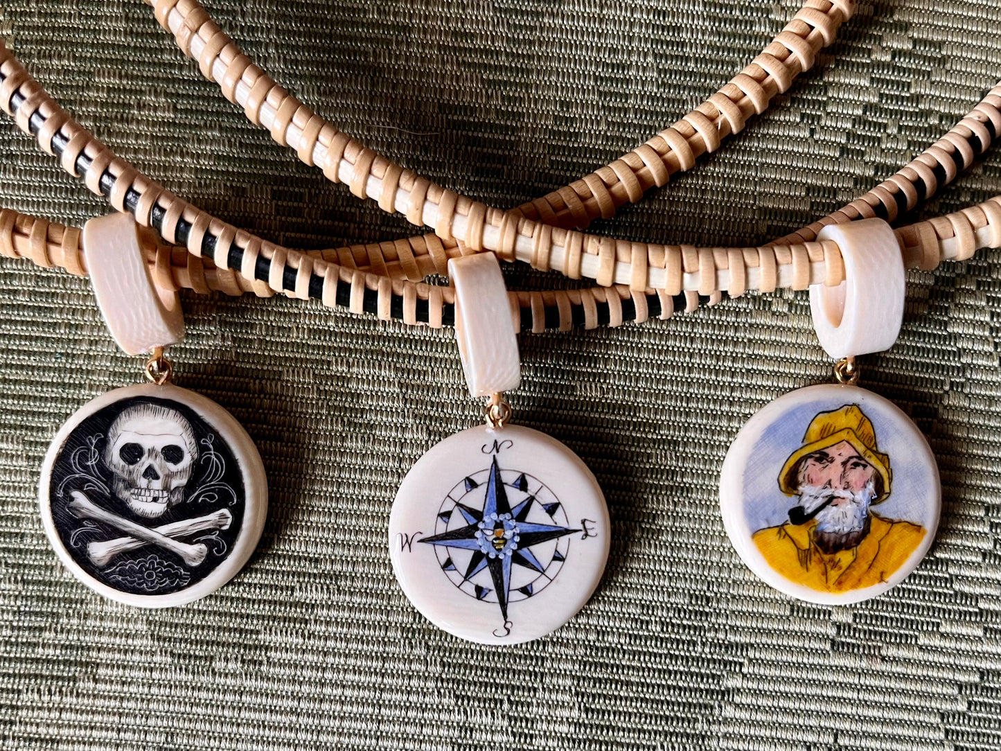 Nantucket Necklace with Scrimshaw Ivory Pendant