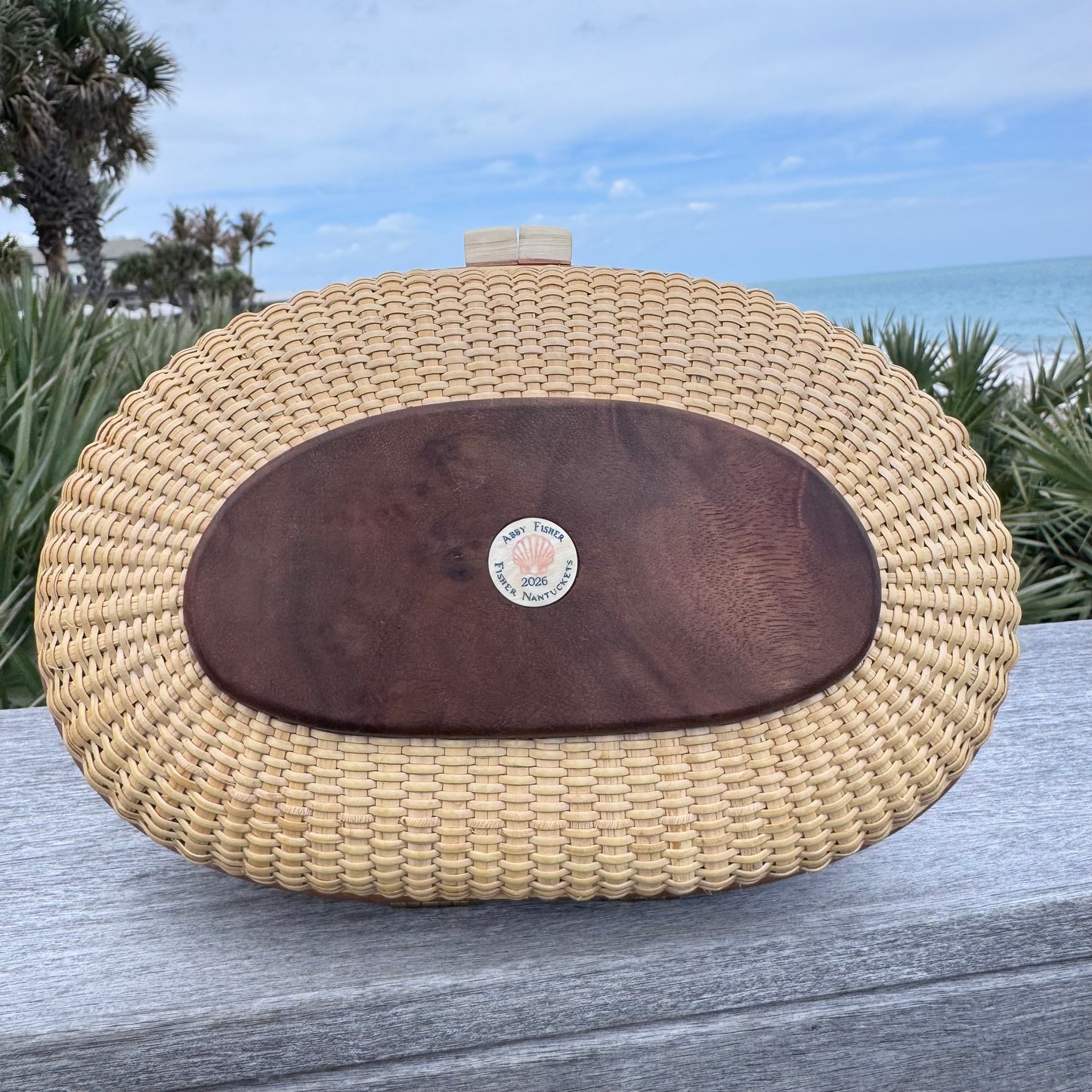 9” Nantucket Lightship Basket Clutch - Cinnamon Burl