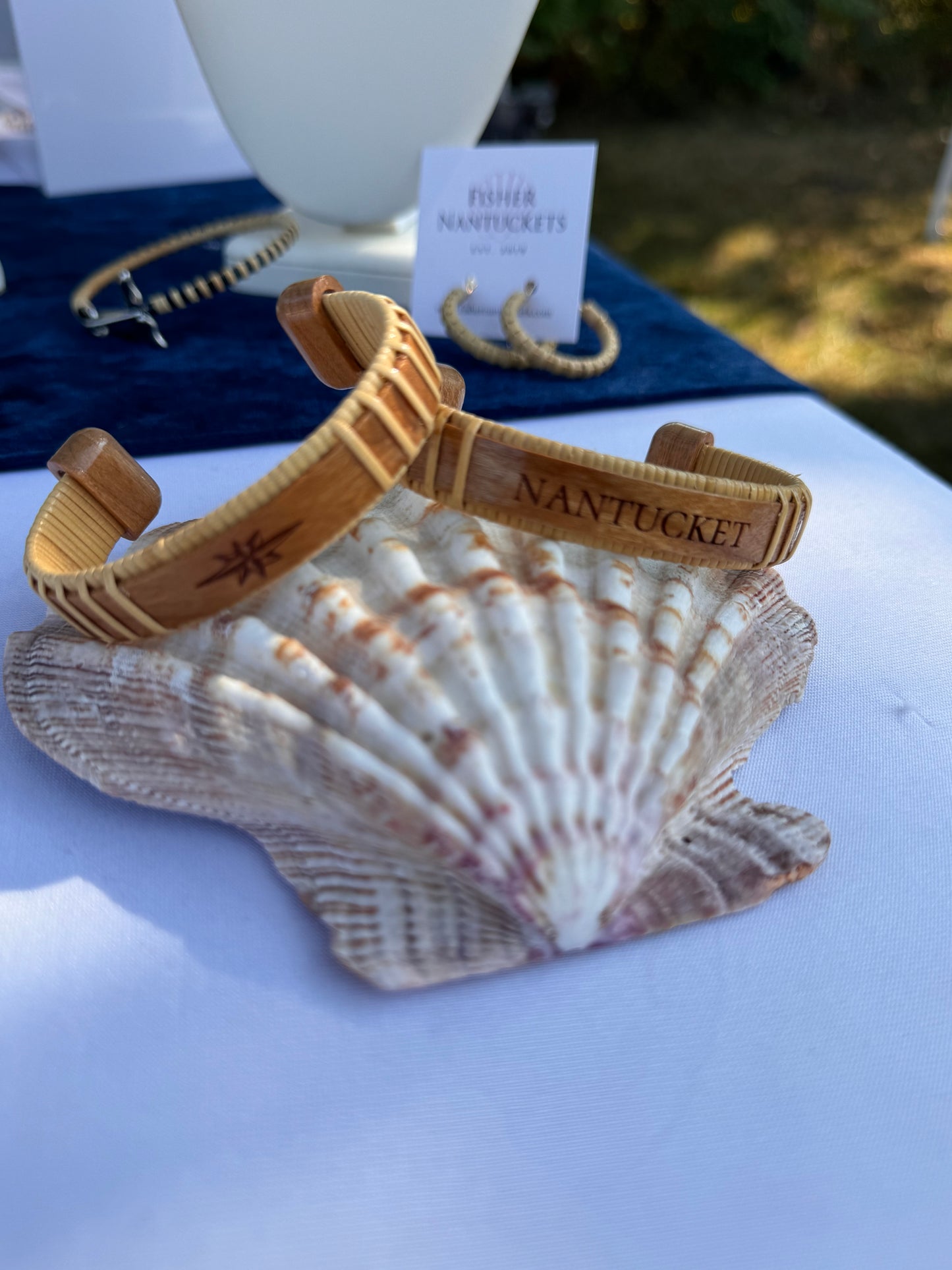 Personalized Laser Engraved - Cherry Wood Overlay and End Caps -Nantucket Lightship Basket