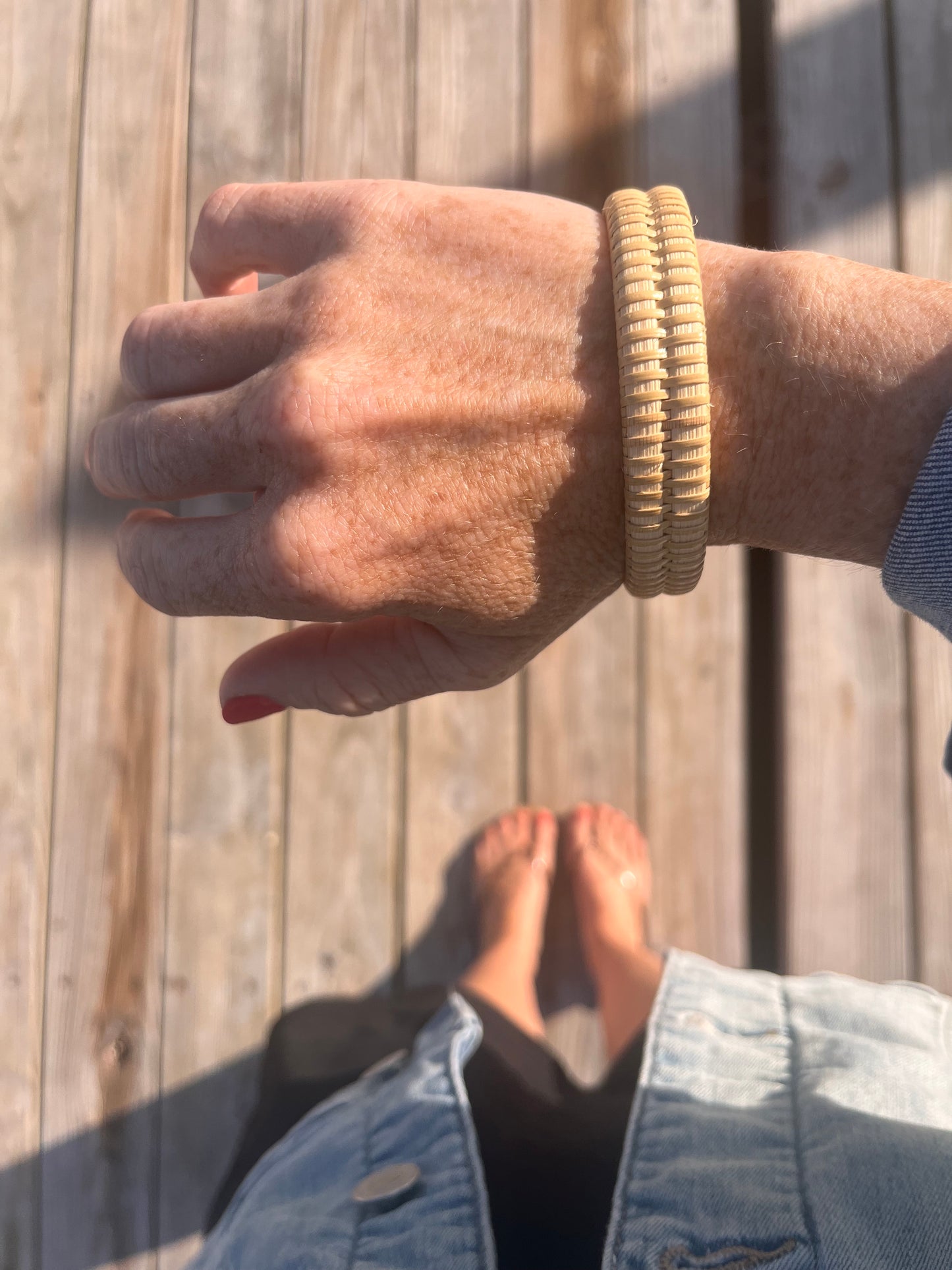 3/8” Nantucket Lightship Basket Bangle - Double Stave