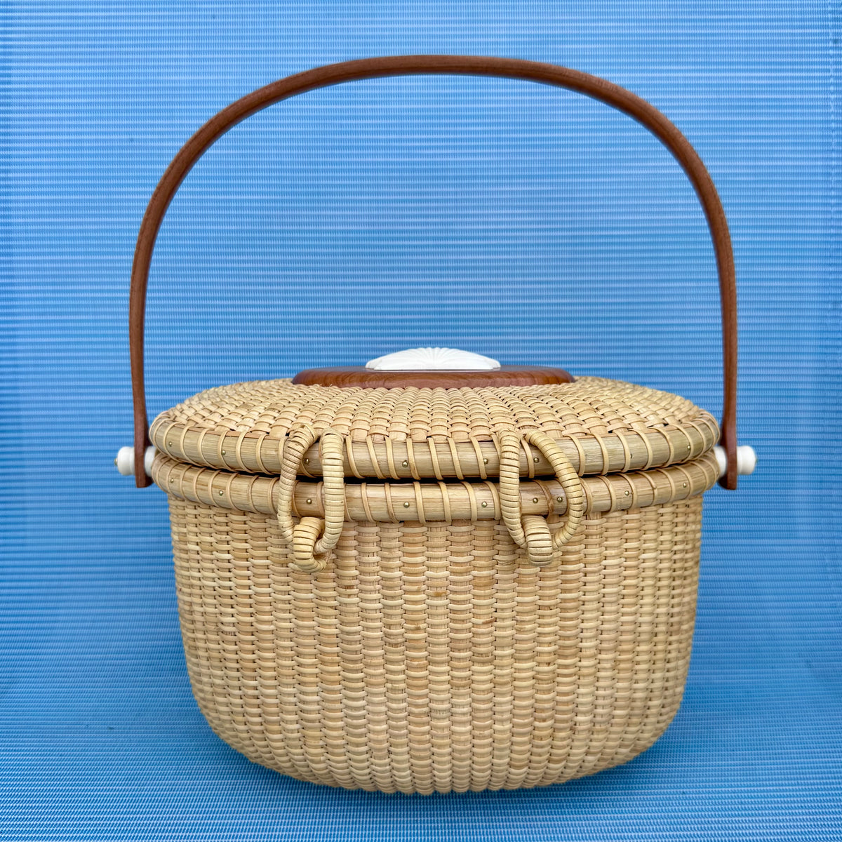 8” Oval Nantucket Lightship Covered Basket