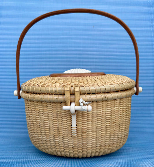 8” Oval Nantucket Lightship Covered Basket
