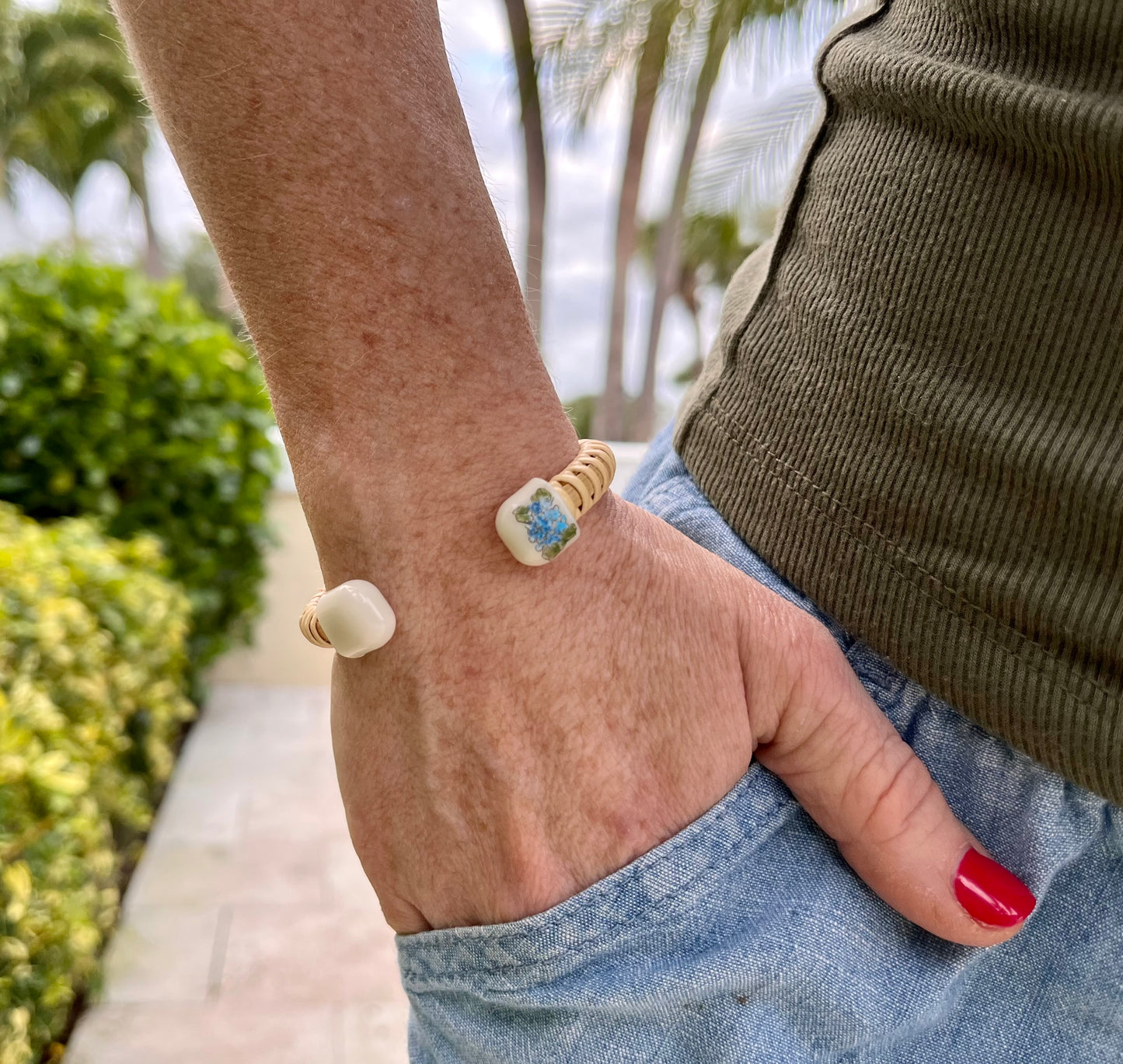 1/4” Hydrangea Cuff- Nantucket Bracelet  Nantucket Lightship Basket Bracelet