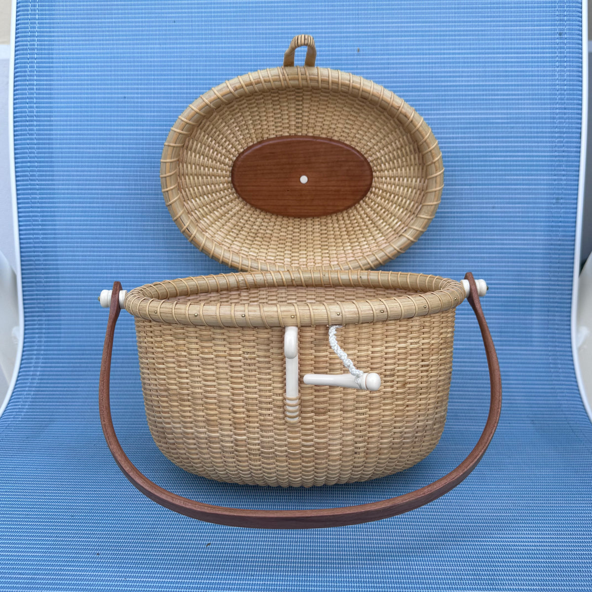 8” Oval Nantucket Lightship Covered Basket