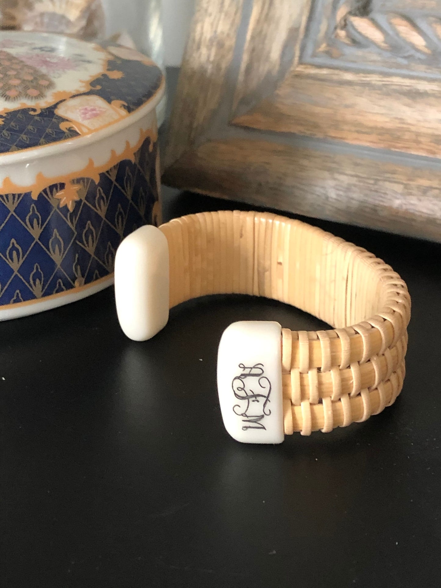 3/4” Corian - Nantucket Lightship Basket Bracelet - Optional Scrimshaw