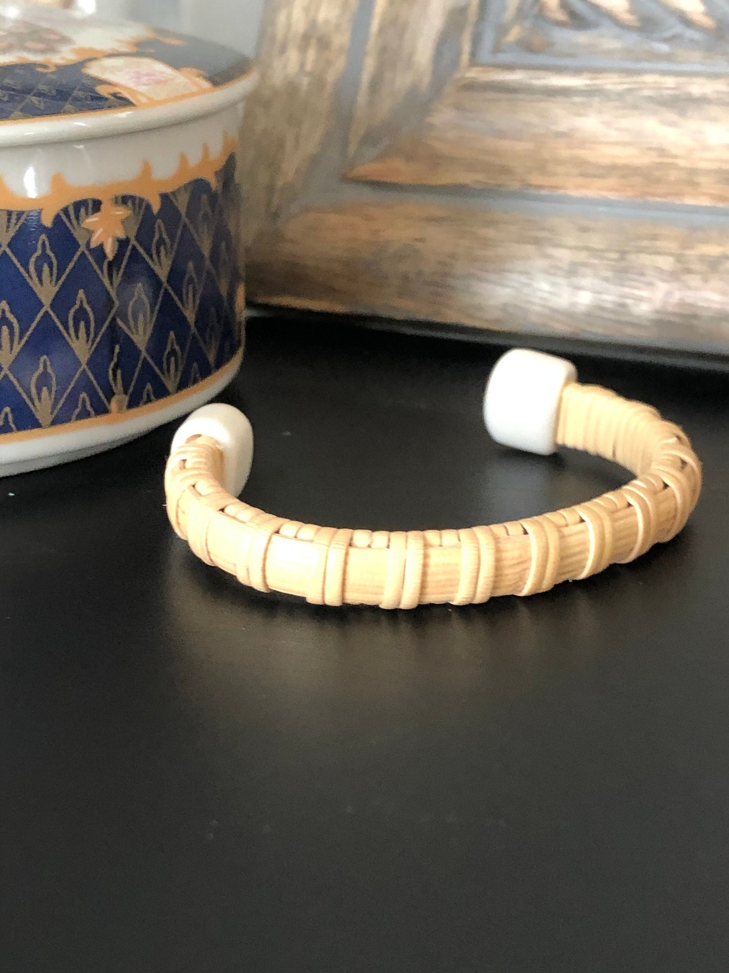 1/4” Corian - Nantucket Basket Bracelet with custom Scrimshaw