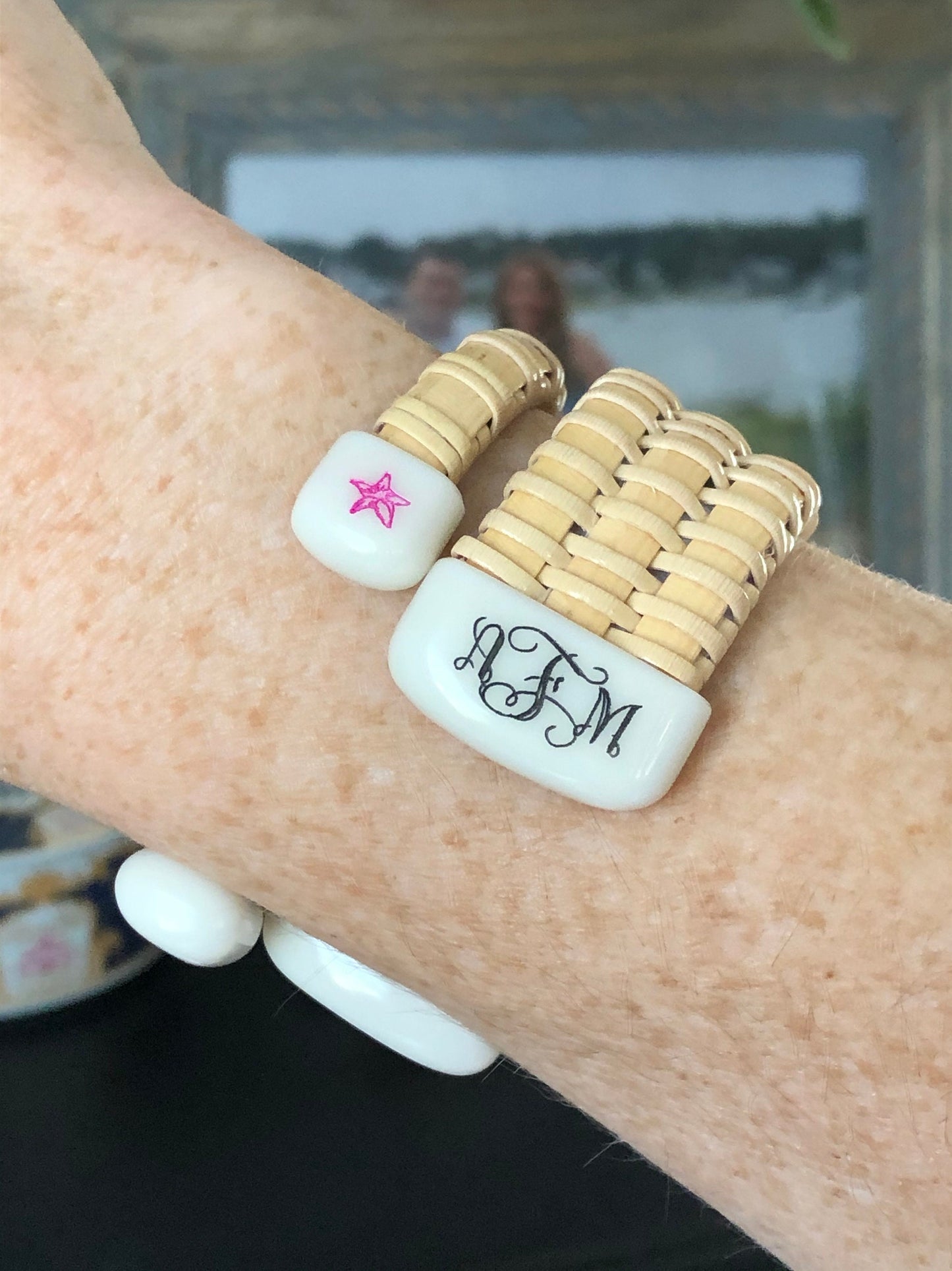 1/4” Corian - Nantucket Basket Bracelet with custom Scrimshaw