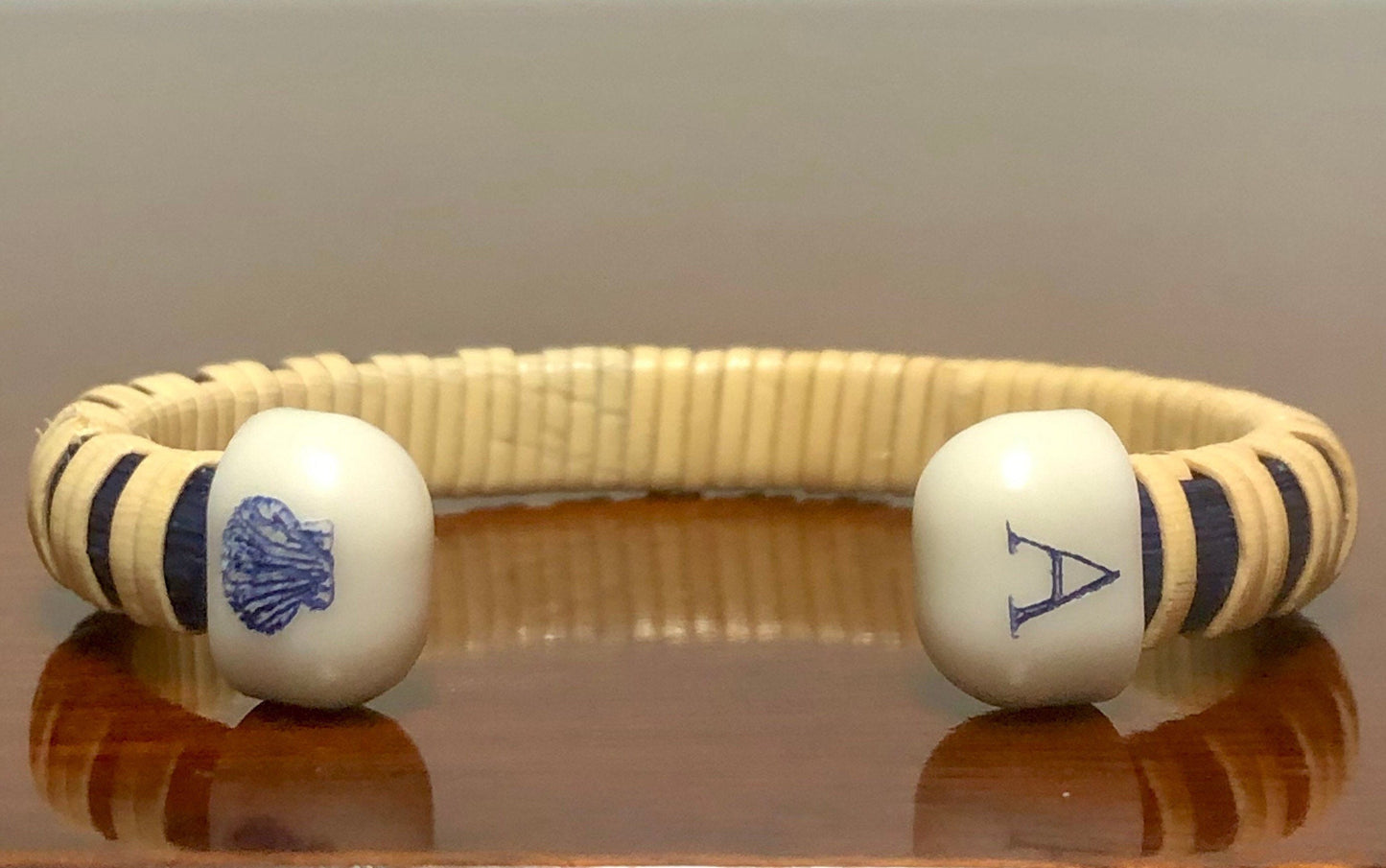 1/4” Corian - Nantucket Basket Bracelet with custom Scrimshaw