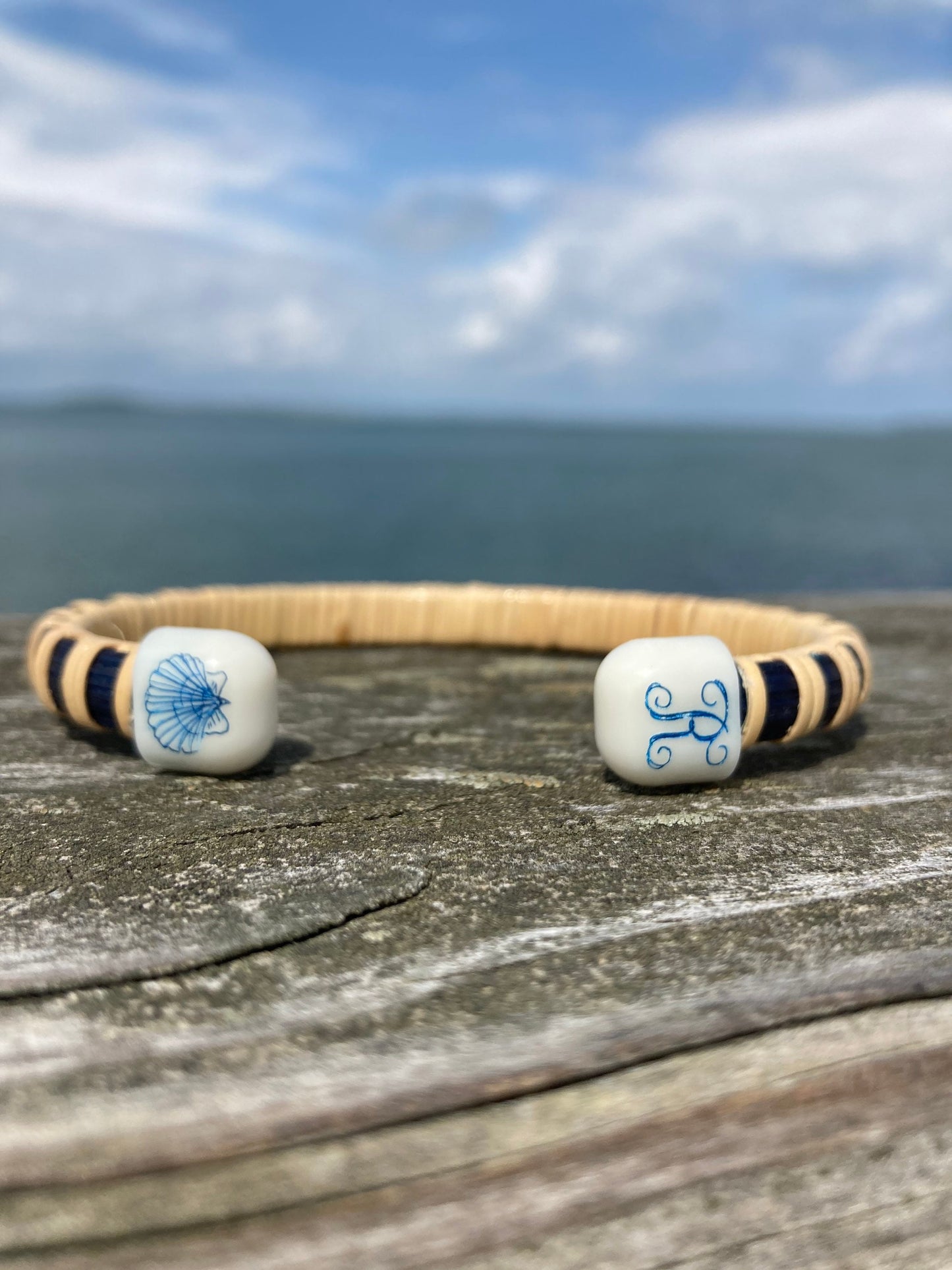 1/4” Corian - Nantucket Basket Bracelet with custom Scrimshaw